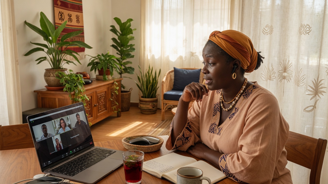 Video longevity coaching from Accra home